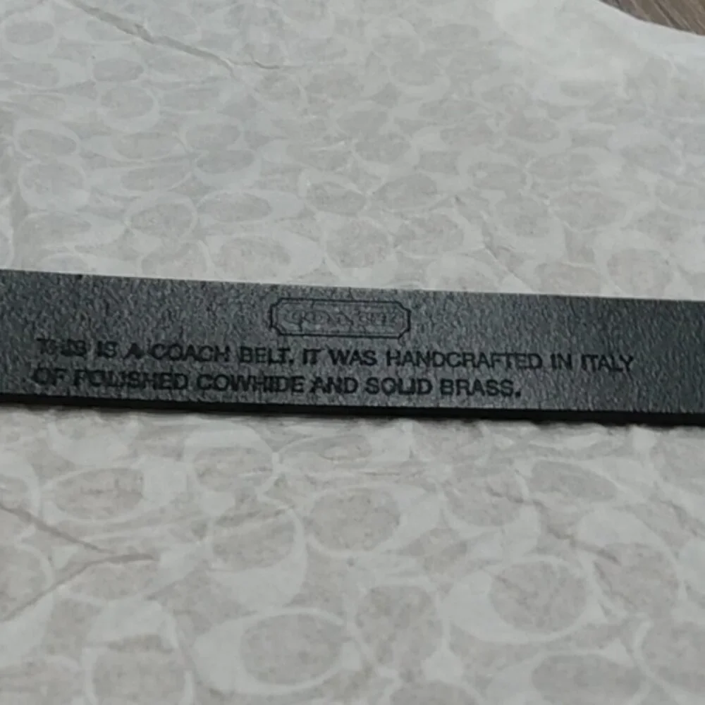 New, Coach Black Polished Calfskin Trademark Logo Buckle Belt - Picture 12 of 16